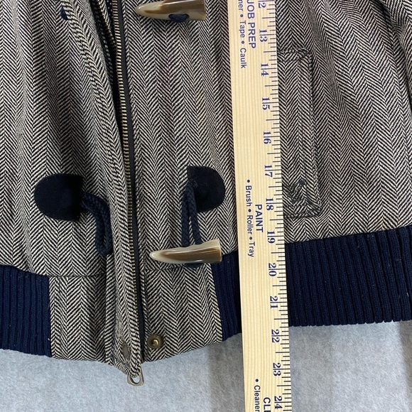 American Eagle Women's Wool Blend Jacket Gray Herringbone Coat Size Medium GUC - Picture 8 of 13
